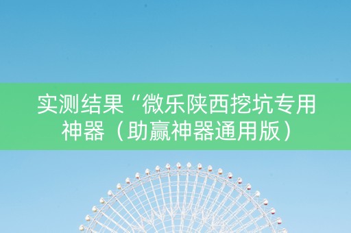 实测结果“微乐陕西挖坑专用神器（助赢神器通用版）