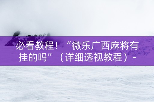 必看教程！“微乐广西麻将有挂的吗”（详细透视教程）-哔哩哔哩