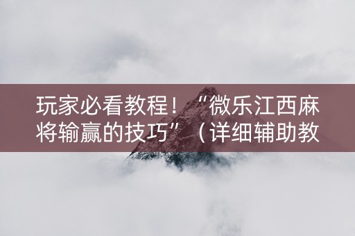 玩家必看教程！“微乐江西麻将输赢的技巧”（详细辅助教程）-哔哩哔哩