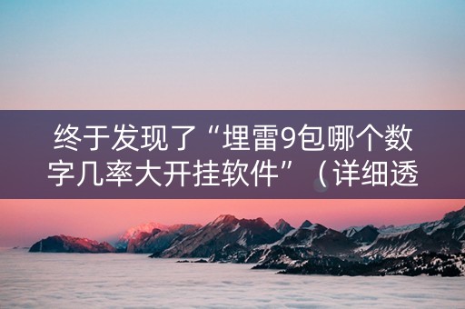 终于发现了“埋雷9包哪个数字几率大开挂软件”（详细透视教程）-哔哩哔哩