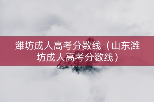 潍坊成人高考分数线（山东潍坊成人高考分数线）