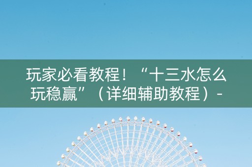 玩家必看教程！“十三水怎么玩稳赢”（详细辅助教程）-哔哩哔哩