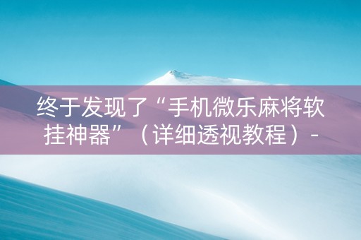 终于发现了“手机微乐麻将软挂神器”（详细透视教程）-哔哩哔哩