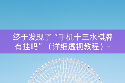 终于发现了“手机十三水棋牌有挂吗”（详细透视教程）-哔哩哔哩