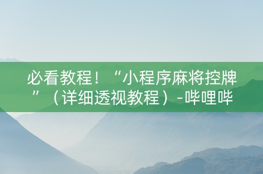必看教程！“小程序麻将控牌”（详细透视教程）-哔哩哔哩
