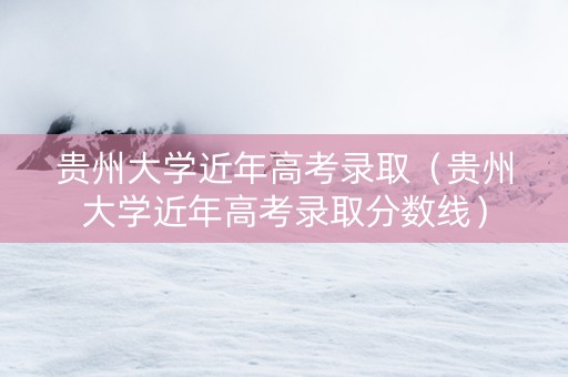 贵州大学近年高考录取（贵州大学近年高考录取分数线）