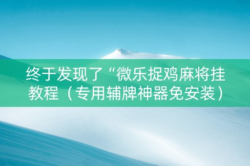 终于发现了“微乐捉鸡麻将挂教程（专用辅牌神器免安装）