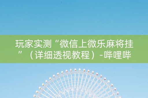 玩家实测“微信上微乐麻将挂”（详细透视教程）-哔哩哔哩