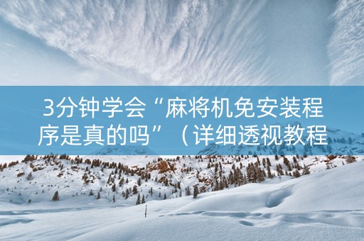 3分钟学会“麻将机免安装程序是真的吗”（详细透视教程）-哔哩哔哩
