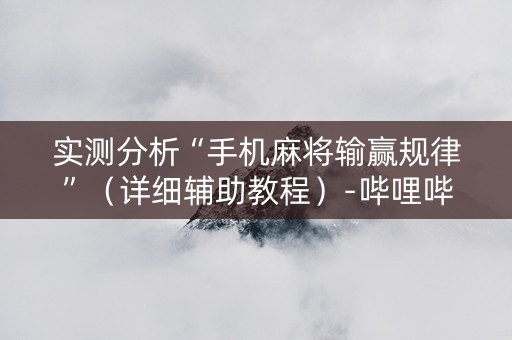 实测分析“手机麻将输赢规律”（详细辅助教程）-哔哩哔哩
