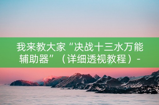 我来教大家“决战十三水万能辅助器”（详细透视教程）-哔哩哔哩