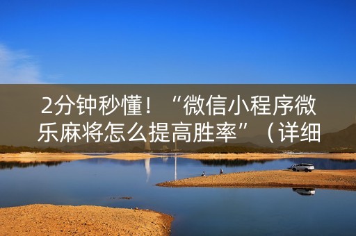 2分钟秒懂！“微信小程序微乐麻将怎么提高胜率”（详细辅助教程）-哔哩哔哩