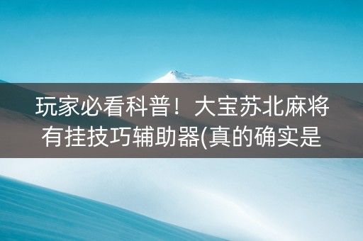 玩家必看科普！大宝苏北麻将有挂技巧辅助器(真的确实是有挂)