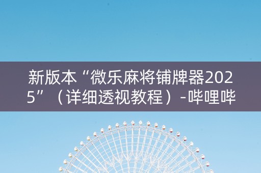 新版本“微乐麻将铺牌器2025”（详细透视教程）-哔哩哔哩