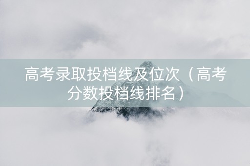 高考录取投档线及位次（高考分数投档线排名）
