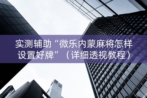 实测辅助“微乐内蒙麻将怎样设置好牌”（详细透视教程）-哔哩哔哩