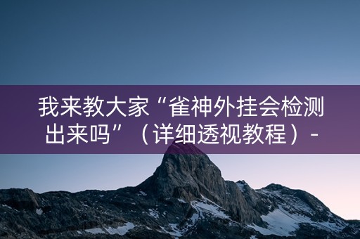 我来教大家“雀神外挂会检测出来吗”（详细透视教程）-哔哩哔哩