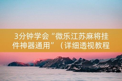 3分钟学会“微乐江苏麻将挂件神器通用”（详细透视教程）-哔哩哔哩