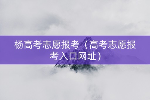 杨高考志愿报考（高考志愿报考入口网址）