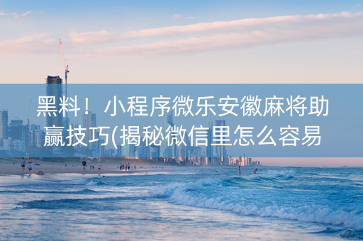 黑料！小程序微乐安徽麻将助赢技巧(揭秘微信里怎么容易赢)