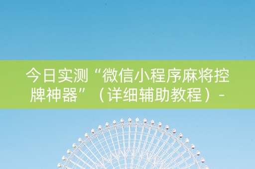 今日实测“微信小程序麻将控牌神器”（详细辅助教程）-哔哩哔哩