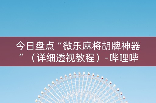 今日盘点“微乐麻将胡牌神器”（详细透视教程）-哔哩哔哩