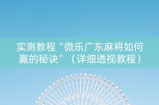 实测教程“微乐广东麻将如何赢的秘诀”（详细透视教程）-哔哩哔哩