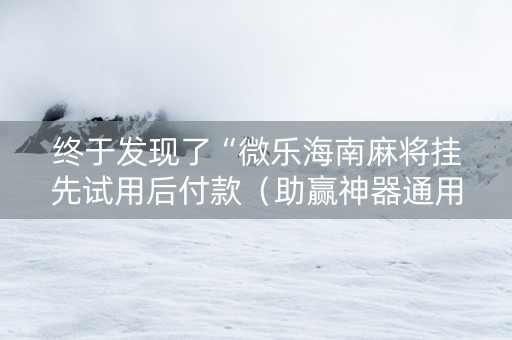 终于发现了“微乐海南麻将挂先试用后付款（助赢神器通用版）