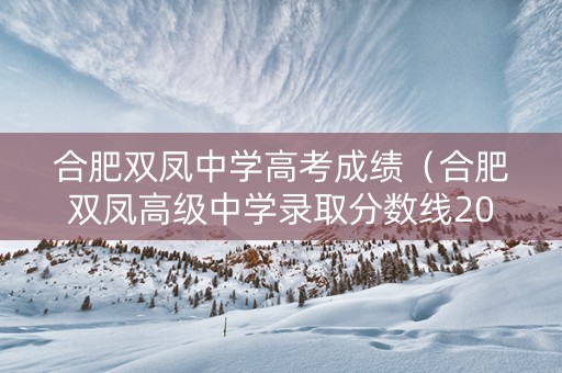 合肥双凤中学高考成绩（合肥双凤高级中学录取分数线2021）