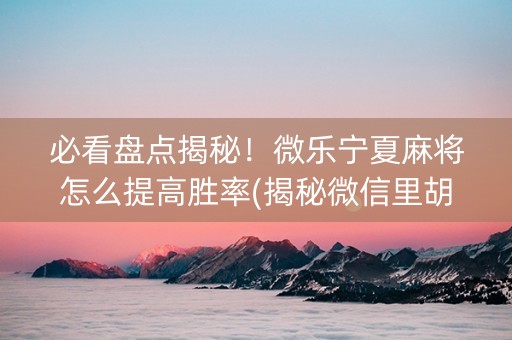 必看盘点揭秘！微乐宁夏麻将怎么提高胜率(揭秘微信里胡牌神器)