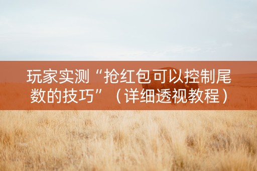 玩家实测“抢红包可以控制尾数的技巧”（详细透视教程）-哔哩哔哩