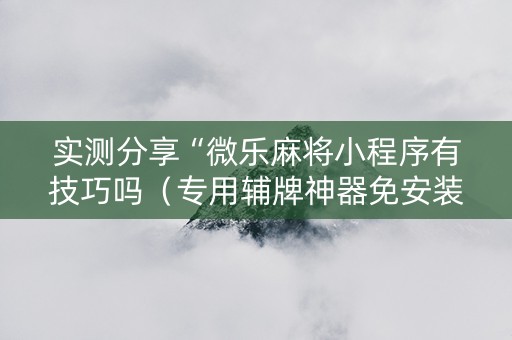 实测分享“微乐麻将小程序有技巧吗（专用辅牌神器免安装）