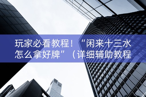 玩家必看教程！“闲来十三水怎么拿好牌”（详细辅助教程）-哔哩哔哩