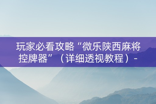 玩家必看攻略“微乐陕西麻将控牌器”（详细透视教程）-哔哩哔哩
