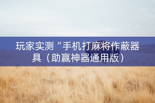 玩家实测“手机打麻将作蔽器具（助赢神器通用版）