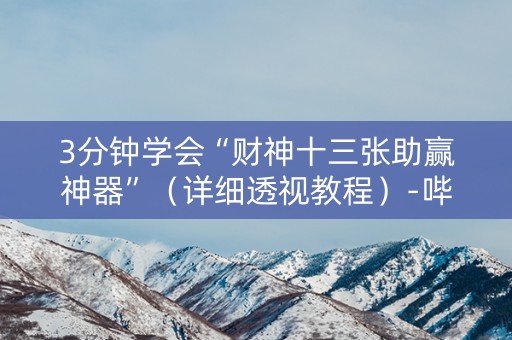 3分钟学会“财神十三张助赢神器”（详细透视教程）-哔哩哔哩