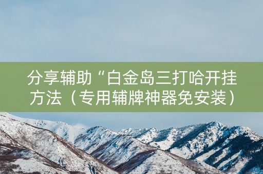 分享辅助“白金岛三打哈开挂方法（专用辅牌神器免安装）