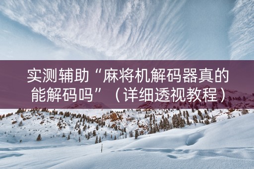 实测辅助“麻将机解码器真的能解码吗”（详细透视教程）-哔哩哔哩