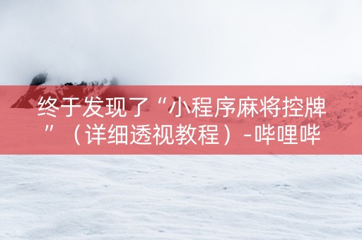 终于发现了“小程序麻将控牌”（详细透视教程）-哔哩哔哩