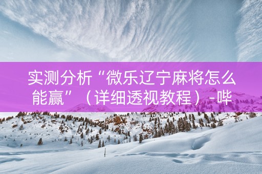 实测分析“微乐辽宁麻将怎么能赢”（详细透视教程）-哔哩哔哩