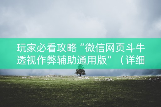 玩家必看攻略“微信网页斗牛透视作弊辅助通用版”（详细透视教程）-哔哩哔哩