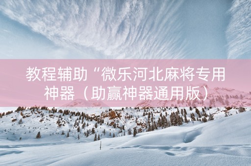 教程辅助“微乐河北麻将专用神器（助赢神器通用版）