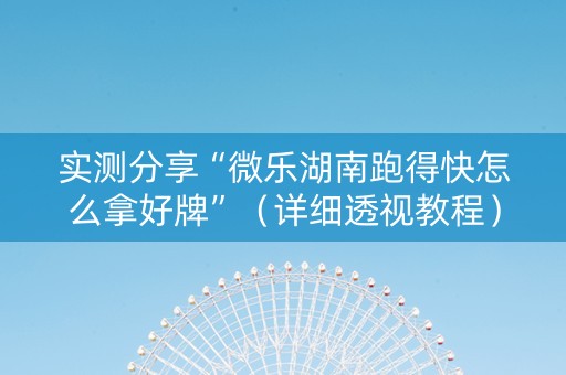 实测分享“微乐湖南跑得快怎么拿好牌”（详细透视教程）-哔哩哔哩