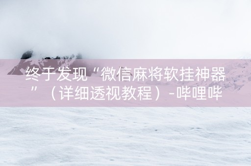 终于发现“微信麻将软挂神器”（详细透视教程）-哔哩哔哩