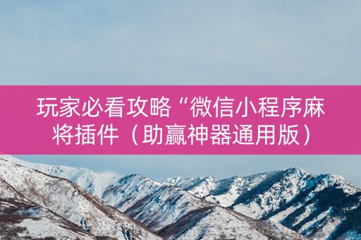 玩家必看攻略“微信小程序麻将插件（助赢神器通用版）