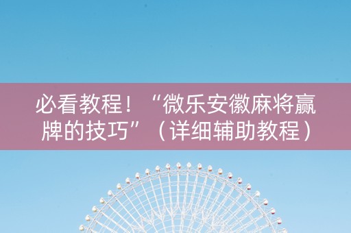 必看教程！“微乐安徽麻将赢牌的技巧”（详细辅助教程）-哔哩哔哩