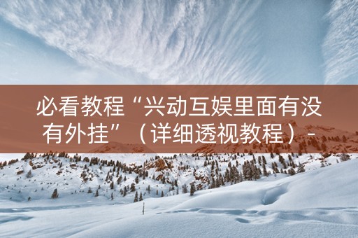 必看教程“兴动互娱里面有没有外挂”（详细透视教程）-哔哩哔哩