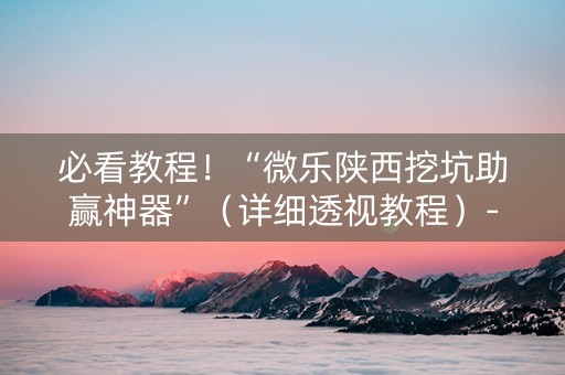 必看教程！“微乐陕西挖坑助赢神器”（详细透视教程）-哔哩哔哩