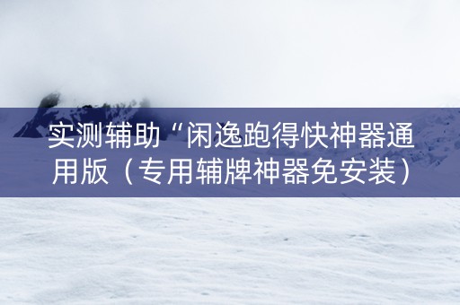 实测辅助“闲逸跑得快神器通用版（专用辅牌神器免安装）