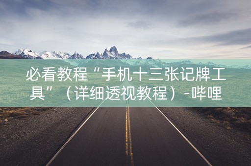 必看教程“手机十三张记牌工具”（详细透视教程）-哔哩哔哩